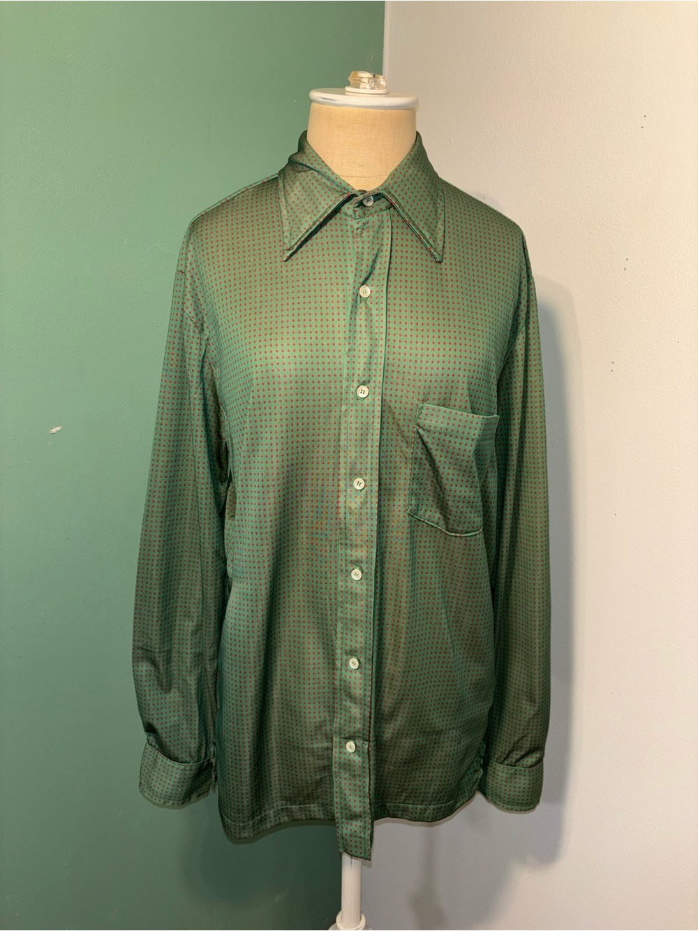 Vintage 1960’s Green and Red Polka Dot Izod Lacoste Men’s Shirt